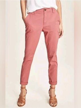 GAP Women’s Girlfriend Chinos Twill Stripe Nantucket Red Coral Pink
